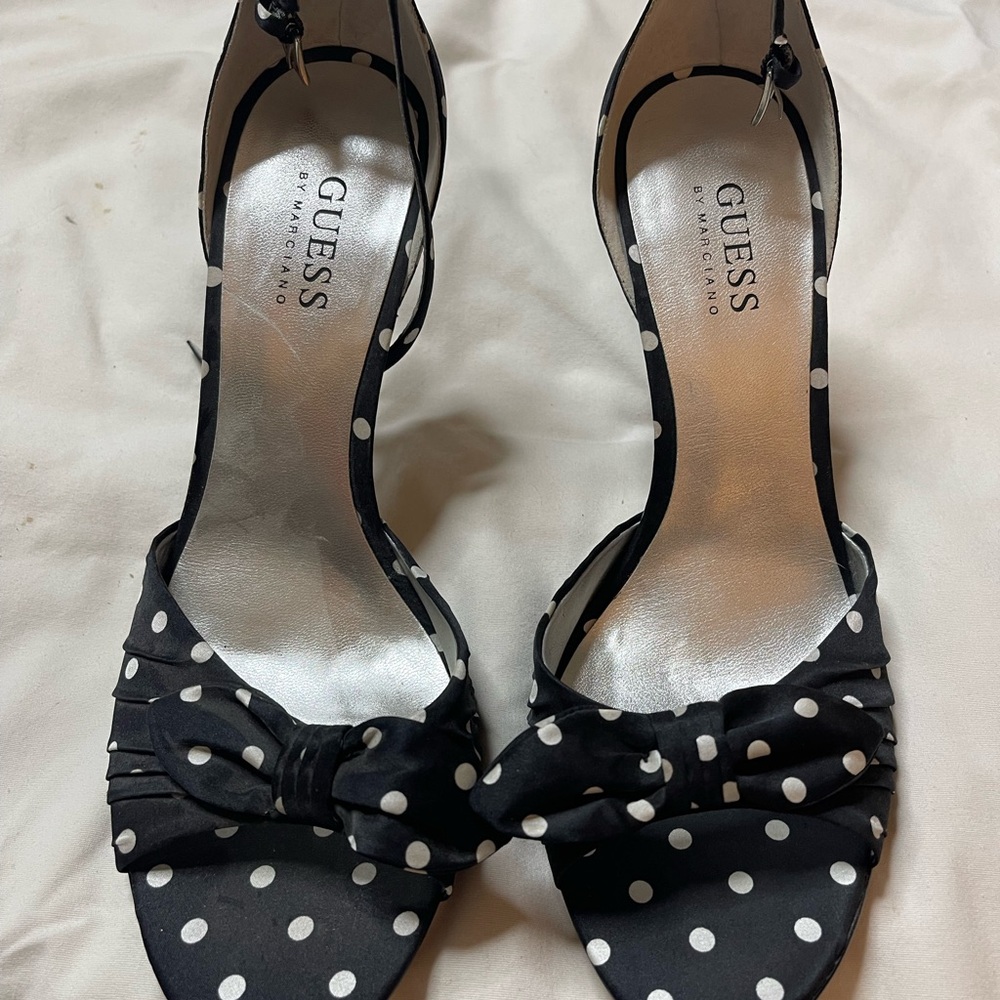 GUESS Black and White Polka Dot Heels